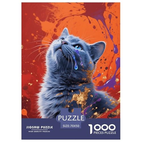 1000 Teile Kartäuserkatze Puzzle – Für Erwachsene, Familienspaß & Gemeinsames Spiel, Tintenspritzer Puzzles, Wohnkultur, Geschenk Für Erwachsene 70x50cm/1000pcs von EMYXPAQM