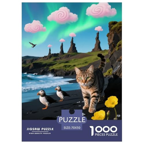 1000 Teile Katze Puzzle – Für Erwachsene, Anspruchsvolles Spiel, Arktische Möwe Puzzles, Wohnkultur, Geschenk Zum Geburtstag 70x50cm/1000pcs von EMYXPAQM