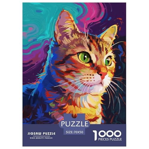 1000 Teile Katze Puzzle Für Erwachsene Und Kinder Geschicklichkeitsspiel Bunte Katze Puzzle Aus Karton Wohndekoration Geschenk Zum Geburtstag 70x50cm/1000pcs von EMYXPAQM