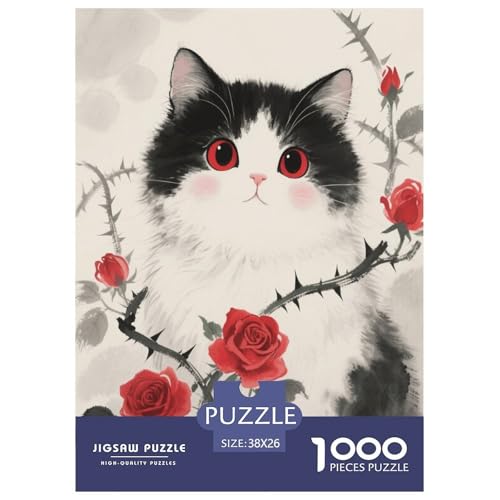 1000 Teile Katze Puzzle Für Erwachsene Und Kinder Geschicklichkeitsspiel KatzenRose Puzzles Aus Karton Wohndekoration Einzigartiges Geschenk 38x26cm/1000pcs von EMYXPAQM
