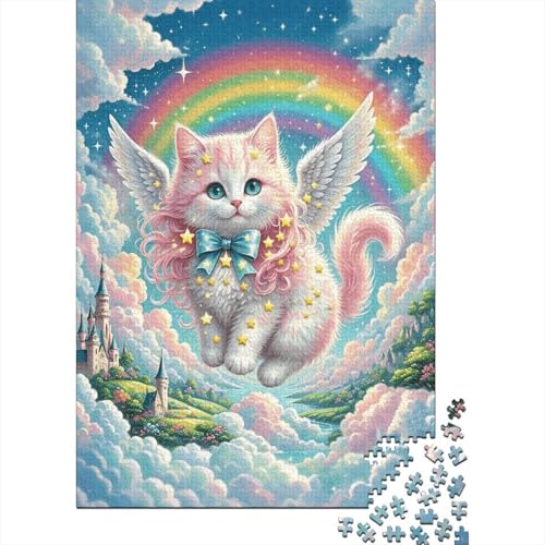 1000 Teile Katze Puzzle Für Erwachsene Und Kinder Holzpuzzle Familien Spiel Engel Katze Puzzles Wohndekoration Geschenk Zum Geburtstag 1000pcs (75x50cm) von EMYXPAQM