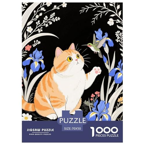 1000 Teile Katze Puzzle Für Jugendliche Und Erwachsene Pädagogisches Spiel Yellow Katzenblumen Puzzles Aus Karton Wohndekoration Geschenkideen 70x50cm/1000pcs von EMYXPAQM