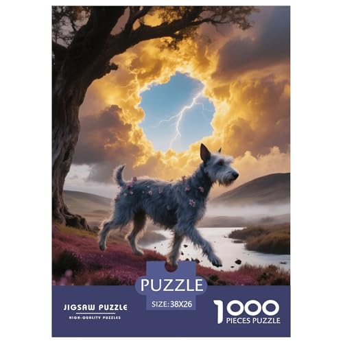1000 Teile Kerry Blue Terrier Puzzle – Für Erwachsene, Familienspaß & Lernspielzeug, Hund Wolkenschicht Puzzle, Wohnkultur, Geschenk Für Kinder 38x26cm/1000pcs von EMYXPAQM