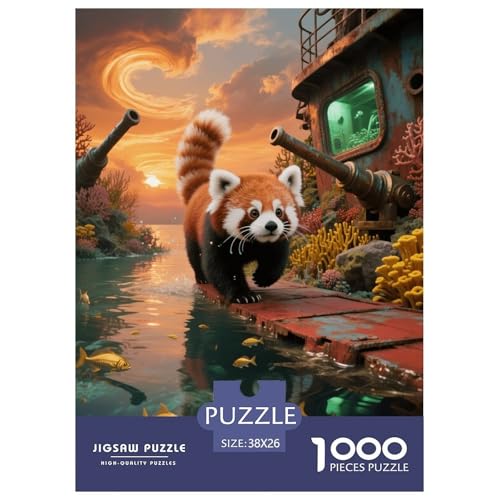 1000 Teile Kleiner Panda Puzzle – Für Erwachsene, Familienfreundlicher Denkspaß, Autumn Schiffswrack Puzzle, Wohnkultur, Einzigartiges Geschenk 38x26cm/1000pcs von EMYXPAQM