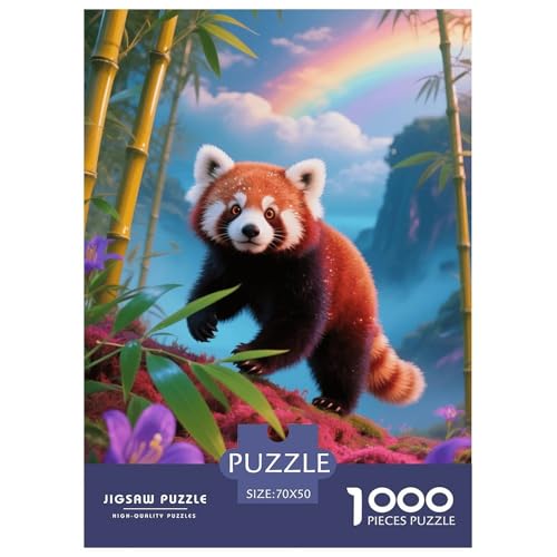 1000 Teile Kleiner Panda Puzzle – Für Erwachsene, Familienfreundlicher Denkspaß, Irisierender Bambuswald Puzzle, Dekoration, Einzigartiges Geschenk 70x50cm/1000pcs von EMYXPAQM