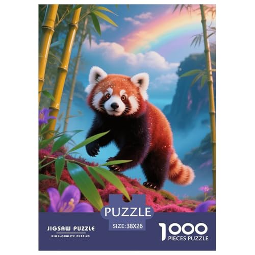 1000 Teile Kleiner Panda Puzzle – Für Erwachsene, Familienfreundlicher Denkspaß, Irisierender Bambuswald Puzzle, Dekoration, Geschenk Für Kinder 38x26cm/1000pcs von EMYXPAQM