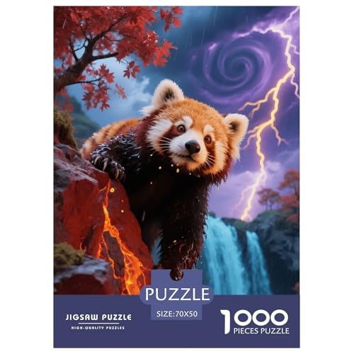 1000 Teile Kleiner Panda Puzzle – Für Erwachsene, Familienfreundlicher Denkspaß, Maple Wald Wasserfall Puzzle, Wohnkultur, Geschenkideen 70x50cm/1000pcs von EMYXPAQM