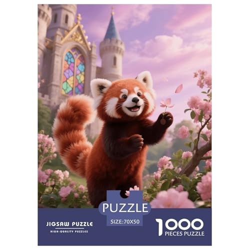 1000 Teile Kleiner Panda Puzzle – Für Erwachsene, Familienfreundlicher Denkspaß, Schloss Blumen Puzzle, Wohnkultur, Einzigartiges Geschenk 70x50cm/1000pcs von EMYXPAQM