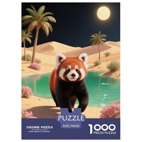 1000 Teile Kleiner Panda Puzzle – Für Erwachsene, Familienfreundlicher Denkspaß, Wüstenoase Puzzles, Dekoration, Geschenkideen 70x50cm/1000pcs von EMYXPAQM