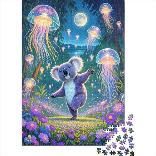 1000 Teile Koala Puzzle Für Erwachsene Und Kinder Holzpuzzle Familien Spiel Koala Tanzende Qualle Puzzle Wohndekoration Geschenk Zum Geburtstag 1000pcs (75x50cm) von EMYXPAQM
