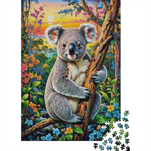 1000 Teile Koala Puzzle Für Erwachsene Und Kinder Holzpuzzle Familien Spiel Koala Waldast Puzzles Wohndekoration Geschenk Zu Weihnachten 1000pcs (75x50cm) von EMYXPAQM
