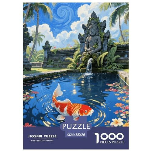 1000 Teile Koi Goldfisch Puzzle – Für Erwachsene, Anspruchsvolles Spiel, Heilige Quelle Puzzles, DekoRatteion, Geschenkideen 38x26cm/1000pcs von EMYXPAQM