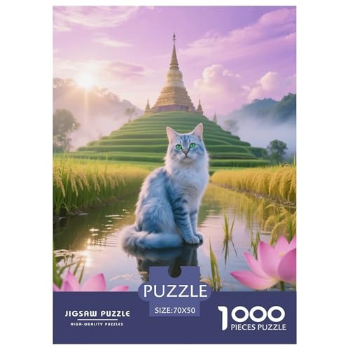 1000 Teile Korat Puzzle – Für Erwachsene, Familienspaß & Lernspielzeug, Katze Feld Puzzle, Wohnkultur, Geschenk Für Kinder 70x50cm/1000pcs von EMYXPAQM