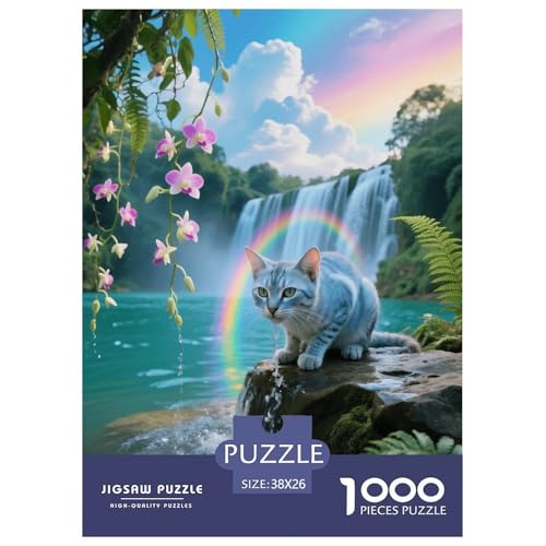 1000 Teile Korat Puzzle – Für Erwachsene, Familienspaß & Lernspielzeug, Katze Wasserfall Puzzle, Wohnkultur, Geschenk Zum Geburtstag 38x26cm/1000pcs von EMYXPAQM