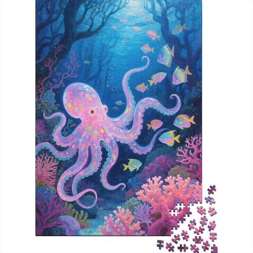 1000 Teile Krake Puzzle Für Erwachsene Und Kinder Holzpuzzle Familien Spiel Bunter Krake Fischschwarm Puzzles Wohndekoration Geschenkideen 1000pcs (75x50cm) von EMYXPAQM