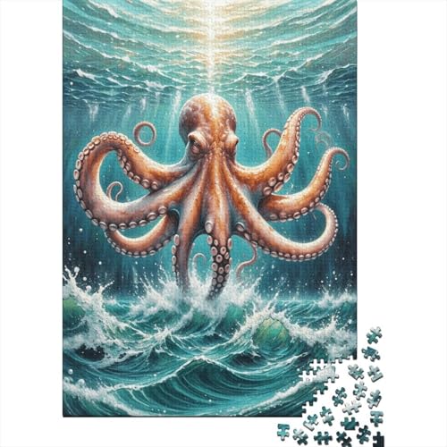 1000 Teile Krake Puzzle Für Erwachsene Und Kinder Holzpuzzle Familien Spiel Riesenkrake Wellen Puzzle Wohndekoration Geschenk Für Kinder 1000pcs (75x50cm) von EMYXPAQM
