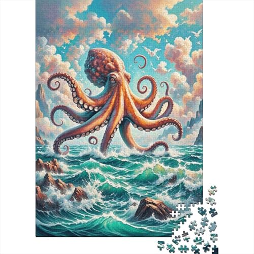 1000 Teile Krake Puzzle Für Erwachsene Und Kinder Holzpuzzle Puzzlespiel Kreativspiel Riesenkrake Ozean Puzzles Wohndekoration Einzigartiges Geschenk 1000pcs (75x50cm) von EMYXPAQM
