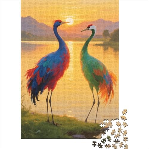 1000 Teile Kranich Puzzle Für Erwachsene Und Kinder Holzpuzzle Familien Spiel Zwei Kraniche Abendseesee Puzzles Wohndekoration Unique Gift 1000pcs (75x50cm) von EMYXPAQM