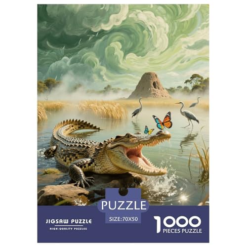 1000 Teile Krokodil Puzzle – Für Erwachsene, Herausforderndes Denkspiel, Feuchtgebiet Puzzle, DekoRatteion, Geschenk Für Kinder 70x50cm/1000pcs von EMYXPAQM