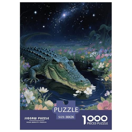 1000 Teile Krokodil Puzzle Für Erwachsene Und Kinder Geschicklichkeitsspiel Krokodil Blumen Puzzle Aus Karton Wohndekoration Geschenk Zu Weihnachten 38x26cm/1000pcs von EMYXPAQM