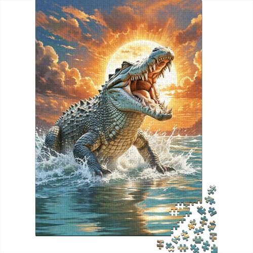 1000 Teile Krokodil Puzzle Für Erwachsene Und Kinder Holzpuzzle Familien Spiel Brüllendes Krokodil Puzzles Wohndekoration Geschenk Für Erwachsene 1000pcs (75x50cm) von EMYXPAQM