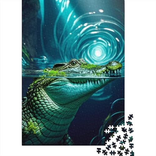 1000 Teile Krokodil Puzzle Für Erwachsene Und Kinder Holzpuzzle Familien Spiel Krokodil Oberflächenwirbel Puzzles Wohndekoration Geschenk Zum Geburtstag 1000pcs (75x50cm) von EMYXPAQM
