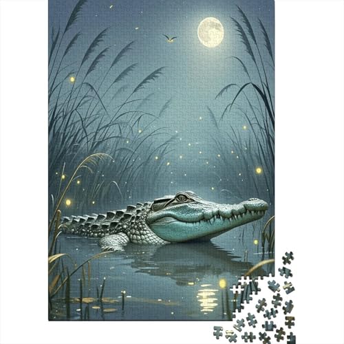 1000 Teile Krokodil Puzzle Für Erwachsene Und Kinder Holzpuzzle Familien Spiel Krokodil Schilf Puzzles Wohndekoration Geschenk Zu Weihnachten 1000pcs (75x50cm) von EMYXPAQM