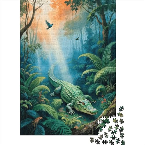 1000 Teile Krokodil Puzzle Für Erwachsene Und Kinder Holzpuzzle Puzzlespiel Kreativspiel Krokodil Dschungel Puzzles Wohndekoration Geschenkideen 1000pcs (75x50cm) von EMYXPAQM