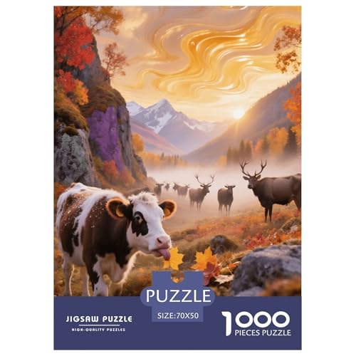 1000 Teile Kuh Puzzle – Für Erwachsene, Anspruchsvolles Spiel, Elch Puzzles, DekoRatteion, Geschenkideen 70x50cm/1000pcs von EMYXPAQM