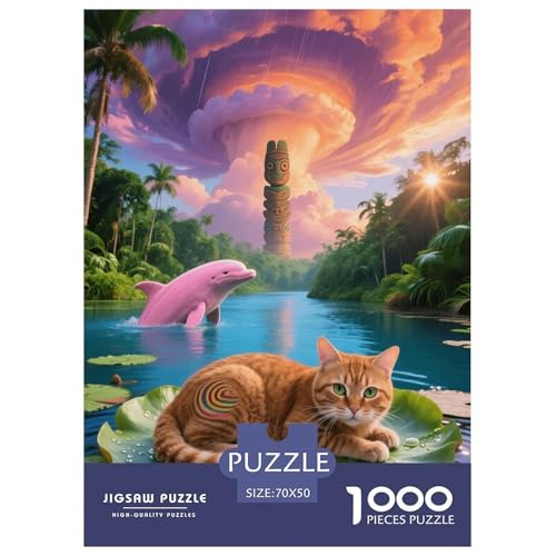 1000 Teile LaPerm Puzzle – Für Erwachsene, Familienspaß & Lernspielzeug, Katze Delphin Puzzle, Dekoration, Geschenk Zum Geburtstag 70x50cm/1000pcs von EMYXPAQM