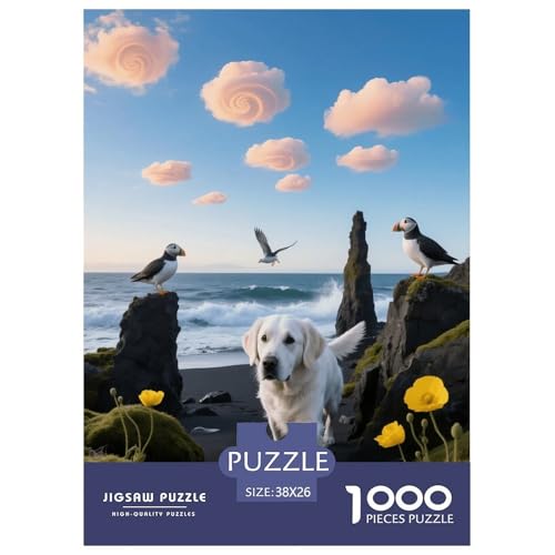 1000 Teile Labrador Retriever Puzzle – Für Erwachsene, Familienspaß & Lernspielzeug, Hund Arktischer Strand Puzzles, Wohnkultur, Geschenk Zum Geburtstag 38x26cm/1000pcs von EMYXPAQM