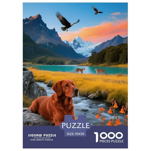 1000 Teile Labrador Retriever Puzzle – Für Erwachsene, Familienspaß & Lernspielzeug, Hund Grassee Puzzle, Dekoration, Einzigartiges Geschenk 70x50cm/1000pcs von EMYXPAQM