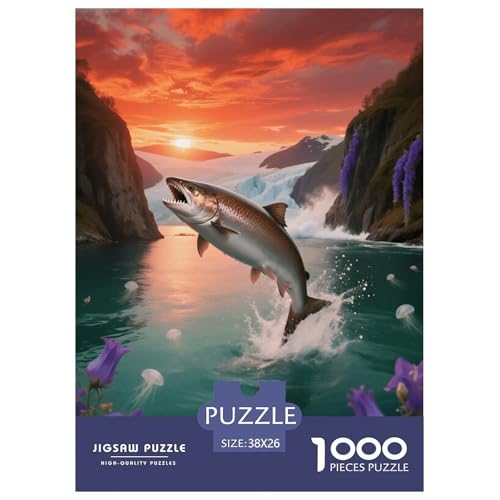 1000 Teile Lachs Puzzle – Für Erwachsene, Anspruchsvolles Spiel, Sprung Puzzles, Wohnkultur, Geschenk Für Erwachsene 38x26cm/1000pcs von EMYXPAQM