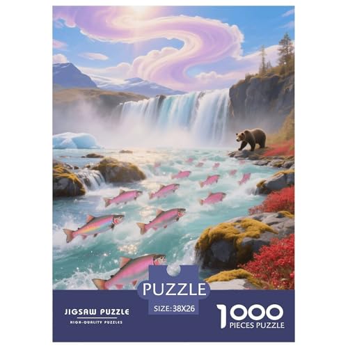 1000 Teile Lachs Puzzle – Für Erwachsene, Anspruchsvolles Spiel, Wasserfall Puzzle, Wohnkultur, Einzigartiges Geschenk 38x26cm/1000pcs 1000 Teile Lachs Puzzle – Für Erwachsene, Anspruchsvolles Spiel, Wasserfall Puzzle, Wohnkultur, Einzigartiges Geschenk 38x26cm/1000pcs von EMYXPAQM