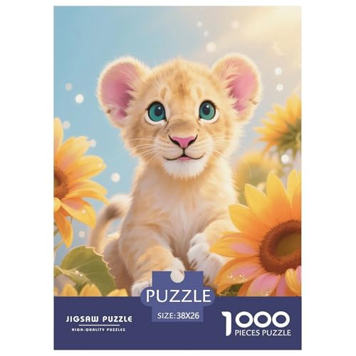 1000 Teile Löwenjunges Puzzle – Für Erwachsene, Herausforderndes Knobelspiel, Sonnenblumenfeld Puzzles, Dekoration, Einzigartiges Geschenk 38x26cm/1000pcs 1000 Teile Löwenjunges Puzzle – Für Erwachsene, Herausforderndes Knobelspiel, Sonnenblumenfeld Puzzles, Dekoration, Einzigartiges Geschenk 38x26cm/1000pcs von EMYXPAQM
