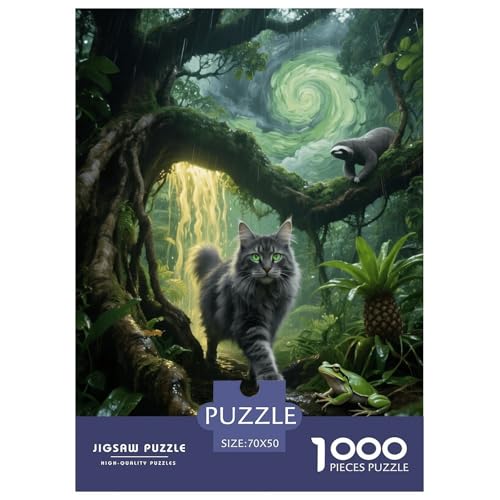 1000 Teile Maine Coon Puzzle – Für Erwachsene, Anspruchsvolles Spiel, Wald Puzzles, DekoRatteion, Geschenk Für Kinder 70x50cm/1000pcs von EMYXPAQM