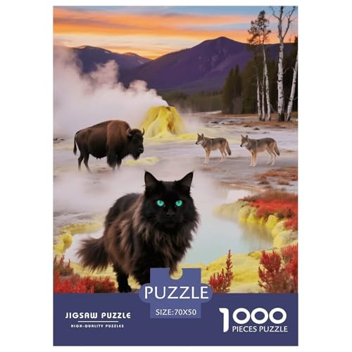 1000 Teile Maine Coon Puzzle – Für Erwachsene, Familienspaß & Lernspielzeug, Katze Bison Wolf Puzzle, Dekoration, Einzigartiges Geschenk 70x50cm/1000pcs von EMYXPAQM