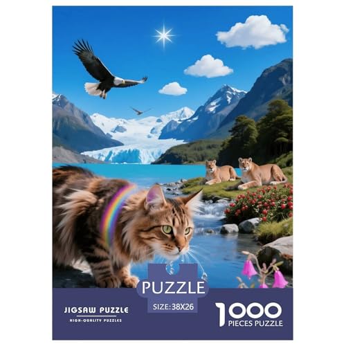 1000 Teile Maine Coon Puzzle – Für Erwachsene, Familienspaß & Lernspielzeug, Katze Blumenmeer Puzzles, Wohnkultur, Geschenkideen 38x26cm/1000pcs von EMYXPAQM