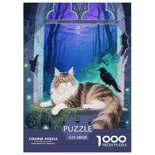 1000 Teile Maine Coon Puzzle – Für Erwachsene, Familienspaß & Lernspielzeug, Katze Fensterbank Puzzle, Wohnkultur, Geschenk Für Erwachsene 38x26cm/1000pcs von EMYXPAQM