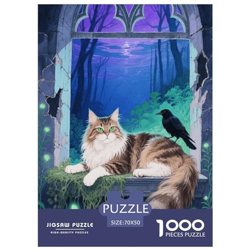 1000 Teile Maine Coon Puzzle – Für Erwachsene, Familienspaß & Lernspielzeug, Katze Fensterbank Puzzle, Wohnkultur, Geschenk Zum Geburtstag 70x50cm/1000pcs von EMYXPAQM