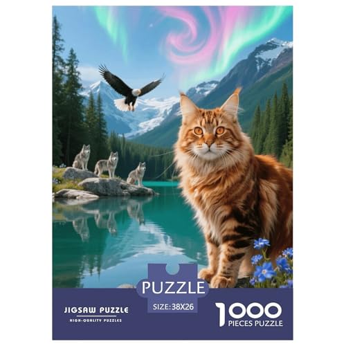 1000 Teile Maine Coon Puzzle – Für Erwachsene, Familienspaß & Lernspielzeug, Katze Wolf Adler Puzzles, Dekoration, Geschenk Für Erwachsene 38x26cm/1000pcs von EMYXPAQM