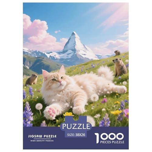 1000 Teile Maine Coon Puzzle – Für Erwachsene, Herausforderndes Denkspiel, Wiese Puzzle, DekoRatteion, Geschenkideen 38x26cm/1000pcs von EMYXPAQM