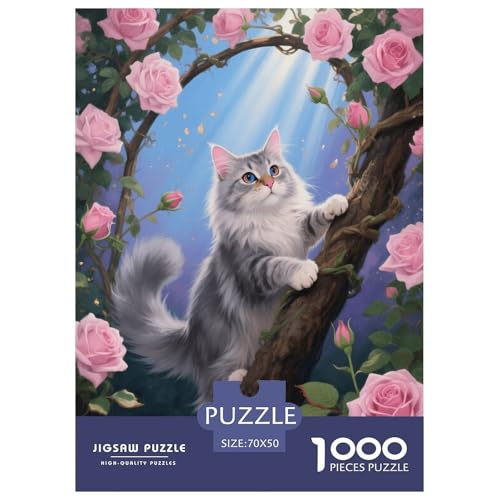 1000 Teile Maine Coon Puzzle – Für Erwachsene, Herausforderndes Knobelspiel, Rosenbogen Puzzle, Wohnkultur, Geschenk Für Erwachsene 70x50cm/1000pcs von EMYXPAQM