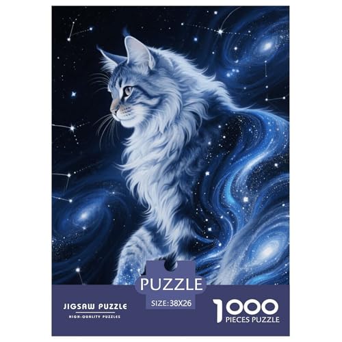 1000 Teile Maine Coon Puzzle Für Erwachsene Und Kinder Geschicklichkeitsspiel Maine Coon Tiefes Universum Puzzle Aus Karton Wohndekoration Geschenk Zum Geburtstag 38x26cm/1000pcs von EMYXPAQM