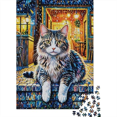 1000 Teile Maine Coon Puzzle Für Erwachsene Und Kinder Holzpuzzle Familien Spiel Maine Coon Cafétür Puzzles Wohndekoration Geschenk Für Erwachsene 1000pcs (75x50cm) von EMYXPAQM