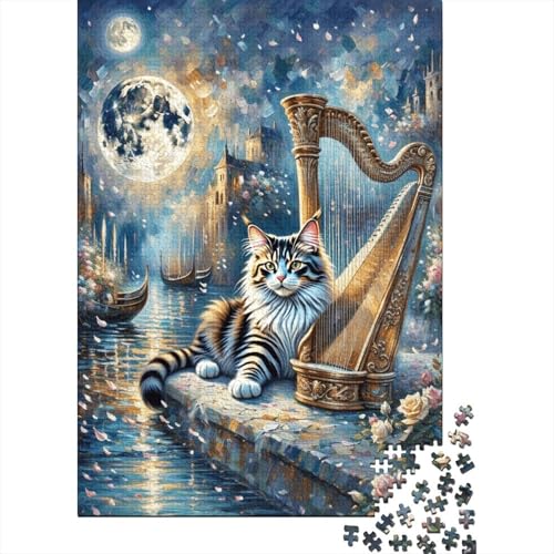 1000 Teile Maine Coon Puzzle Für Erwachsene Und Kinder Holzpuzzle Familien Spiel Maine Coon Guqin Puzzles Wohndekoration Unique Gift 1000pcs (75x50cm) von EMYXPAQM