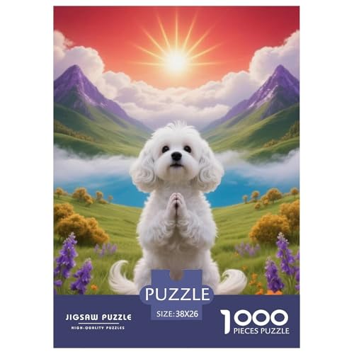 1000 Teile Malteser Puzzle – Für Erwachsene, Familienspaß & Lernspielzeug, Hund Alpensee Puzzle, Dekoration, Geschenk Für Kinder 38x26cm/1000pcs von EMYXPAQM