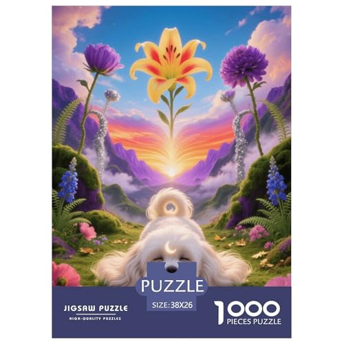 1000 Teile Malteser Puzzle – Für Erwachsene, Familienspaß & Lernspielzeug, Hund Blume Puzzles, Dekoration, Geschenk Für Erwachsene 38x26cm/1000pcs von EMYXPAQM