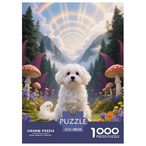 1000 Teile Malteser Puzzle – Für Erwachsene, Familienspaß & Lernspielzeug, Hund Fantasiewald Puzzle, Dekoration, Geschenk Zum Geburtstag 38x26cm/1000pcs von EMYXPAQM