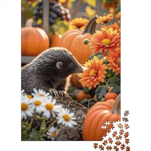 1000 Teile Maulwurf Puzzle Für Erwachsene Und Kinder Holzpuzzle Familien Spiel Maulwurf Chrysantheme Kürbis Puzzle Wohndekoration Geschenk Für Erwachsene 1000pcs (75x50cm) von EMYXPAQM